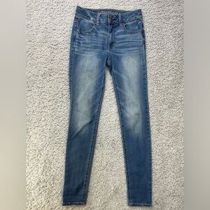 American Eagle Jeans Womens 00 Hi Rise Jegging Super Stretch Regular Wash Fade